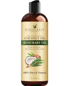 Handcraft Blends Fractionated Coconut Oil Infused with Rosemary 8 Fl Oz 100 Pure and Natural Premium Grade Carrier for Skin Hair and Massage