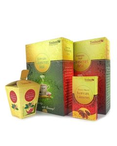 Ginseng Bundle with Korean Red Ginseng Tea (50 sachets) Ginseng Tea (50 sachets) Ginseng Honey Slice (1 Box) or 10pcs of Candy, 0.45L