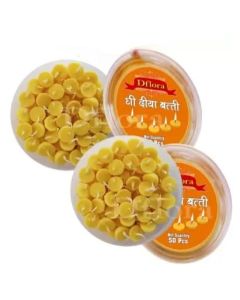 Dflora Pure Cow Ghee Premium Puja Batti for Diya Handmade LongLasting Cotton Wicks for Pooja Aarti Temple Festival Use Pack of 3 50x3