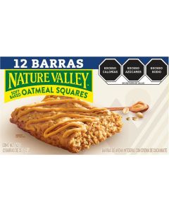 Nature Valley Soft Baked Oatmeal Squares, Peanut Butter Flavor, 12 Count Snack Bars