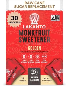 Lakanto Golden Monk Fruit Sweetener with Erythritol - Raw Cane Sugar Replacement, 30 Packets