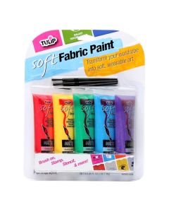 Tulip Soft Fabric Paint Permanent on Clothes Bold Primary Colors 8 Pieces 5 Paint Tubes 9 fl oz 45 fl oz 3 Brushes