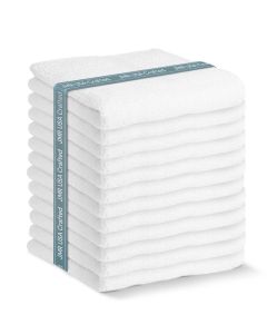 JMR 12 Pack Thin 100 Cotton Utility Towels 22x44 White QuickDry Lightweight Economical for Pets Gym Cleaning Kitchen Travel Hair Auto Practical MultiUse Space Saver Bulk Value
