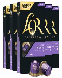 L'OR Espresso Capsules, 50 Count Profondo Lungo, Single-Serve Aluminum Coffee Capsules Compatible with the L'OR BARISTA System & *Nespresso Original Machines