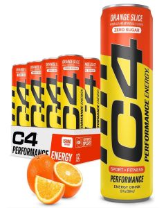 C4 Performance Energy Drink / Zero Sugar Carbonated Preworkout Energy / 150mg Caffeine with Beta Alanine / Orange Slice / 12 Fl Oz (12 Pack)