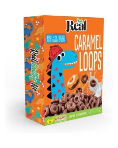 Real Flakes - Real Caramel Loops – Crunchy Caramel & Cinnamon-Flavored Cereal, 12g Protein, Less Sugar, 250g Pack – Nutritious & Delicious