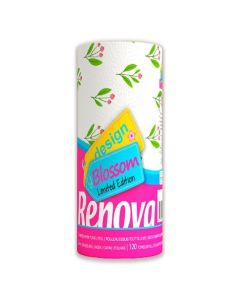 Renova Kitchen Paper Towels, Blossom Design, XXL Roll, 120 Sheets, White