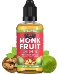 Monk Fruit Drops - Natural Sweetener Extract, Zero Calories, Non-GMO, 1.7oz (50ml) with 167 Servings