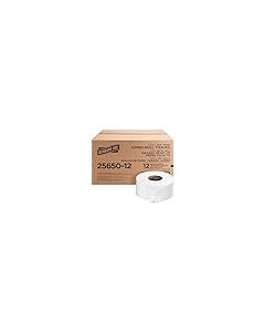 Genuine Joe Jumbo Roll Bath Tissue 2Ply White Toilet Paper 33 x 650 per Roll 12 Count Bulk Pack Recycled Fiber Commercial Grade for Dispensers