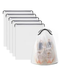 MOMENT Clear shoe bags for travel 6 PCS, 40 x 30cm Travel shoe bags for Packing, Waterproof Drawstring travel shoe Storage bag, Travel Essentials for Men and Women..