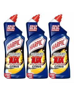 Harpic Power Plus Citrus Fresh Liquid Toilet Cleaner- 3 X 750ml