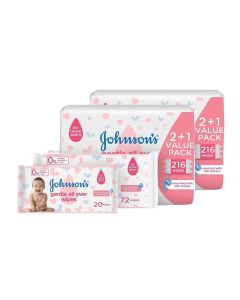 Johnson's Baby Wipes - Gentle All Over 2 x 216 Total Count