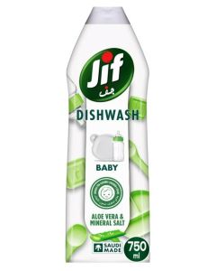 JIF Baby Dishwashing Liquid, Aloe Vera & Mineral Salt, Suitable for cleaning children's dishes, 750ml