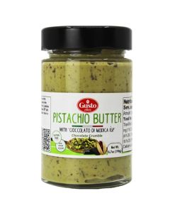 GUSTO ETNA Pistachio ButterSpreadable Cream with Chocolate Chips 67 oz 190g Rich Nutty Spread for Knafeh Pistachio Chocolate Bars Sweet Pistachio 28 Pistachios From Italy Non GMO