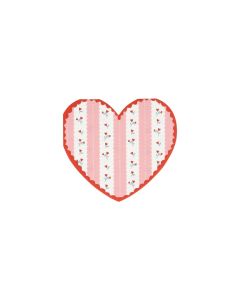 Vintage Rose Heart Napkins - Pack of 16, 3-Ply Paper Napkins with Pink & Red Floral Heart Designs and Ric Rac Borders, Romantic Party Tableware for Valentine's & Celebrations