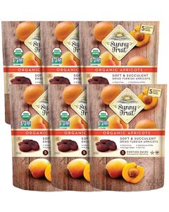 Sunny Fruit Soft Organic Turkish Dried Apricots 6 Bags 30 Individual Portion Packs No Preservatives No Sugar Added Healthy Convenient Snack Packs ORGANIC NONGMO VEGAN HALAL KOSHER