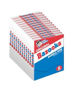 Bazooka Bubble Gum Bulk Individually Wrapped Original Pink Chewing Gum Mini Wallet Packs 6 Piece Pack 12 Ct Pink wBazooka Joe Comic Wrapper Baseball Party Favors Nostalgic 90s Candy