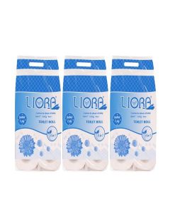 Liora 2 Ply Toilet Paper Roll / 3330 Pulls / 185 Pulls x (3 x 6) Rolls/ Ultra-Soft, Highly Absorbent Tissue / Compatible with All Dispensers / Ideal for Home, Office & Restaurant Use