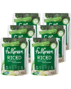 Fullgreen Riced Broccoli and Cauliflower - 100% Veg, Vegan, Keto-Friendly, 6 Pouches