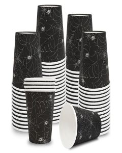 YQUQWN 50 PCS Halloween Spider Paper Cups, 9 oz Disposable Party Cups for Trick or Treat Activity Party Supplies for Kids Adults, Halloween Tableware for Drinks, Snacks Decor