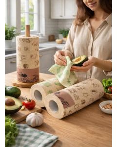 VARENYYA 1Pack, Reusable Bamboo Cleaning Paper Towel Roll, 50 Washable Sheets - Soft, Highly Absorbent, Eco-Friendly Reusable Kitchen Towels, Replaces Paper Towels, Napkins & Dishcloths.