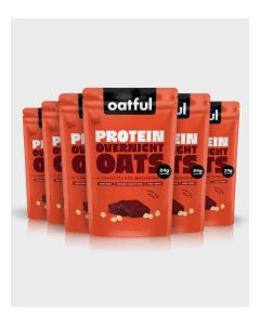Oatful Overnight Oats – Chocolate Brownie 6 Single-Serve Pouches Total / 24g Protein per Serving, Vegan, Gluten Free, Sugar Free Healthy Breakfast or Snack