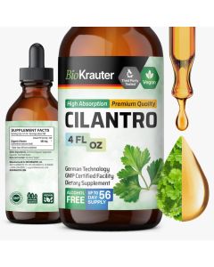 BIO KRAUTER Cilantro Supplement Rich Source of Antioxidants Natural Cleansing Detox Cilantro Extract Vegan Alcohol Free Drops 4 FlOz