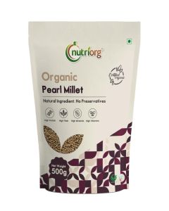Nutriorg Organic Pearl Millet 500g 100% Certified Organic Millets Weight Loss Gluten-free, Non-GMO, No Trans Fats
