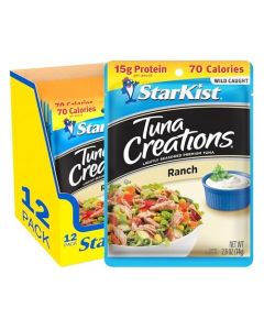 StarKist Tuna Creations Ranch Pouch 26 oz 12 Pack Wild Caught High Protein Shelf Stable Seafood Gluten Free Soy Free No Draining Ready to Eat for Salads and Sandwiches