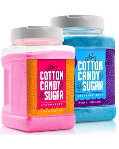 The Candery Cotton Candy Floss Sugar 32oz (2-Pack) - Raspberry Blue and Strawberry Flavors