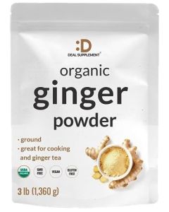 DEAL SUPPLEMENT Organic Fresh Ginger Powder 3lbs Finely Ground for Easy Mixing Raw Ginger Spice Flavor Indian Origin Great for Chews Tea Candy Juice NonGMO Filler Free