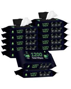 Pursonic Soft Mint Flushable Wipes for Men - 12 Packs of 100ct (1,200 Total) - Plant-Based Face & Body Wipes with Aloe Vera & Vitamin E - Extra Large for Gentle & Thorough Cleansing