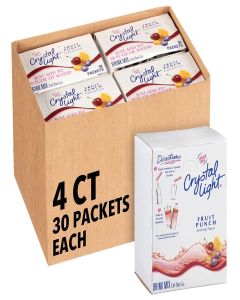Crystal Light Sugar-Free Fruit Punch On-The-Go Powdered Drink Mix 120 Count, 30 Count (Pack of 4)
