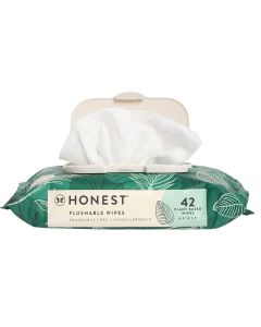 The Honest Company Hypoallergenic Flushable Wipes for Sensitive Skin Tropical Leaves 42 Count