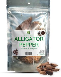 Herb To Body Alligator Pepper - Wildcrafted Aframomum Melegueta Pods for African Cooking - 5 Count