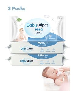 Baby Wet Wipes, 99.9% Water Based Unscented Baby Wipes, Ultra-Mild Cleansing Baby Refresh Wipes for Sensitive Skin, 180 Count (3 Packs)