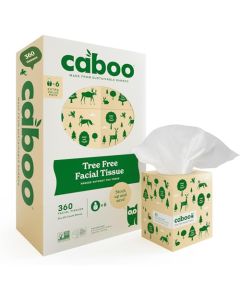 Caboo Tree Free Facial Tissue Paper Tissue Box with 60 Sheets Per Cube Total of 6 Cubes 360 Total Tissues