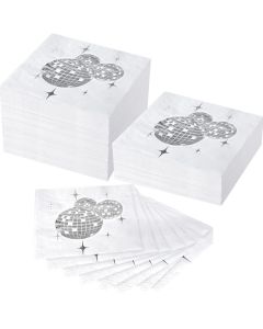 Patelai Disco Ball Napkins Party Decoration Disposable Cocktail Napkin with Silver Foil Last Disco Bach 70s 80s 90s Party Supplies for Wedding Birthday 3 Ply 5 InchSimple200 Pcs
