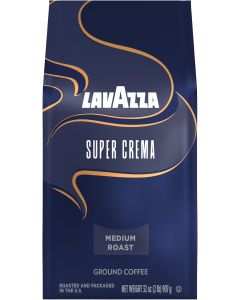 Lavazza Super Crema Ground Coffee, Medium Roast, Arabica and Robusta Blend, 32 oz Bag