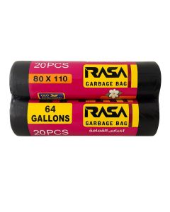Rasa Large Garbage Bags – 64 Gallons, 80x110cm, 20 Pcs Per roll x 2 Rolls (Black) / Tear-Resistant, Eco-Friendly, Jasmine Scented