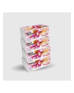 Royal Classic Super Absorbent And Strong Hand Towels White Tissue Paper- 4PcsX150 Sheets