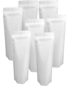 VELEXE Matte White Reusable Zip Lock Stand Up Pouches / Size: 200mm x 300mm / Capacity: 1 KG / Pack of 10 / Durable, Airtight, Multi-Purpose Kitchen Storage Pouch for Food & Snacks