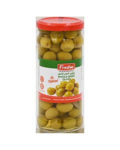 Freshia Whole Green Olives 335g / Premium Quality Unpitted Olives / Brined in Natural Sea Salt / Perfect for Salads, Pizzas, Mediterranean Dishes / Rich in Antioxidants