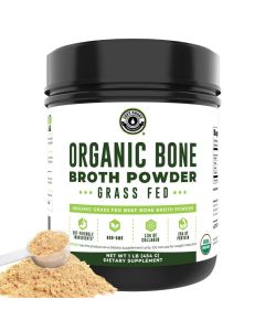 16oz Organic Bone Broth Protein Powder from Grass Fed Beef USDA Certified Organic Single Ingredient Rich in Collagen Glucosamine No Additives Perfect for Carnivore Paleo and Keto Diets