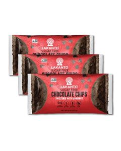 Lakanto Sugar Free Chocolate Chips Monk Fruit Sweetener and Erythritol Perfect for Baking Pancakes Muffins Protein Bites Melting Mixing Snacking Gluten Free Vegan 8 oz Pack of 3