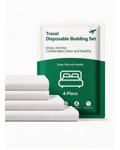 (2 Packs)Disposable Bed Sheets for Hotel - Set of 4 - Including 1 Bed Sheet, 1 Quilt Cover and 2 Pillowcases for Travel - Portable Travel Bedspread Non-Woven Bed Cover Kit for Camping Business Trip Spa