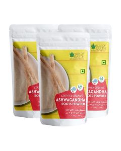 3x100gm Ashwagandha Root Powder Organics Certified Withania Somnifera Helps To Promotes Better Strength & Stamina