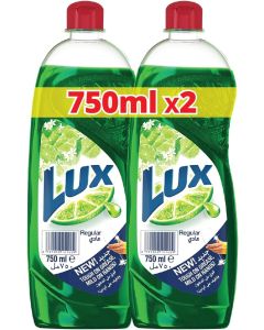 Sunlight Lux Dishwash Liquid, Regular, Tough on Grease & Mild on Hands, 750ml Pack of 2