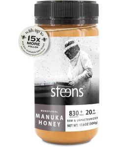 Steens Manuka Honey - MGO 830+ - Pure & Raw 100% Certified UMF 20+ - 17.6 Ounce Jar