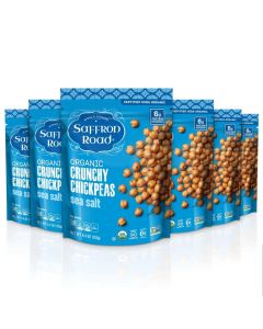 Saffron Road Roasted and Crunchy Sea Salt Chickpeas High Protein Snacks Certified Organic Glutenfree Vegan NonGMO and Certified Halal and Kosher 54oz Pouch Pack of 6